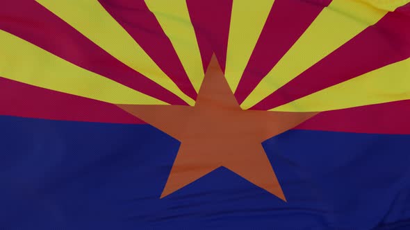 Flag of Arizona State Region of the United States Waving at Wind