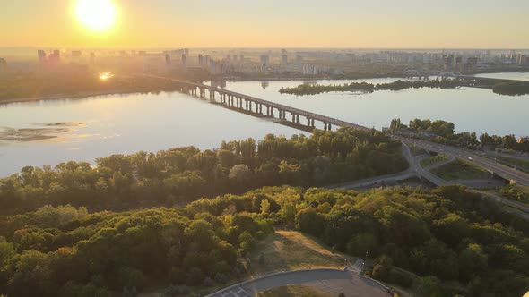 Monument Motherland in the Morning. Kyiv, Ukraine. Aerial View