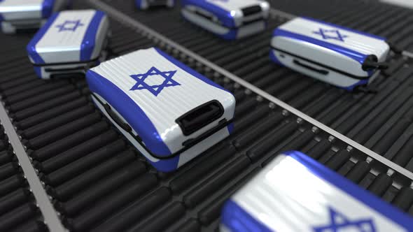 Many Suitcases with Flag of Israel