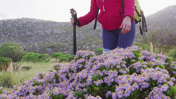 Senior woman on a hike in nature