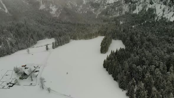 Beautiful view on the Mountains in Schiederweiher in Upper Austria Drone Video