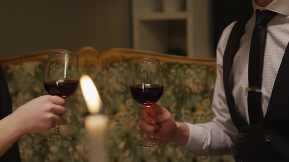 Couple toasting during a date