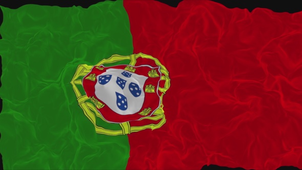 flag Portugal turns into smoke. State weakening concept a crisis, alpha channel