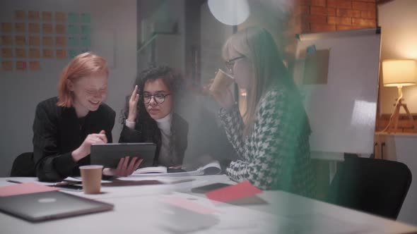 Portrait Of Young Business Team At Work. Bright Contemporary Small Creative Business. Casual Young