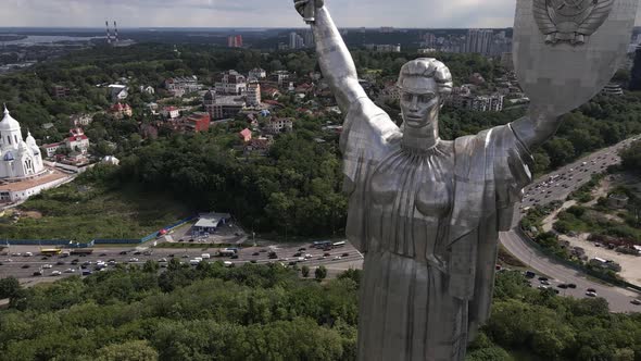 Kyiv, Ukraine: Aerial View of the Motherland Monument