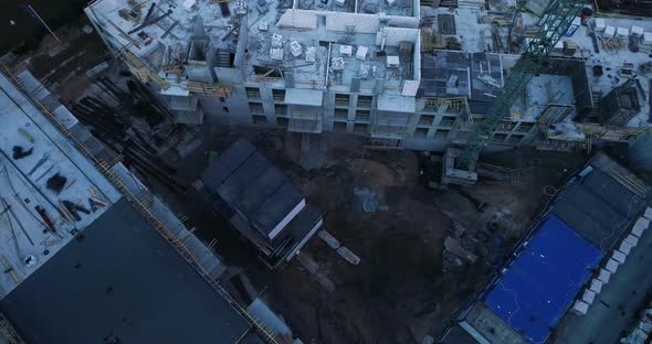 Aerial vertical view of a new construction site.
