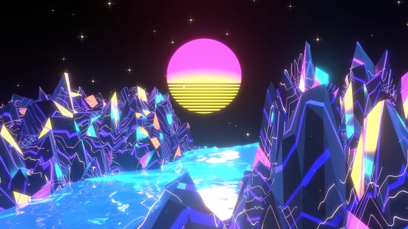 Neon Mountain Landscape