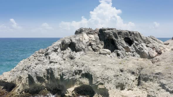 Aerial View of the Tropical Natural Landscape with Marine Pools and Caves