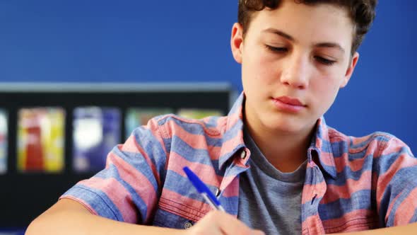 Student studying in classroom