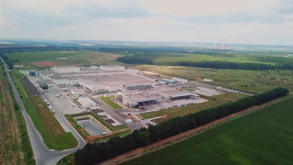 Aerial view of a large modern industrial complex. Manufacturing plant