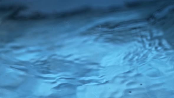 Super Slow Motion Shot of Blue Clear Water Surface at 1000 Fps