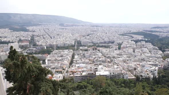 Panorama view over the ancient city of Athen, Greece.