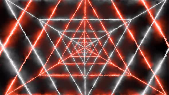 White Red Color Fire Triangle Tunnel Animated Background