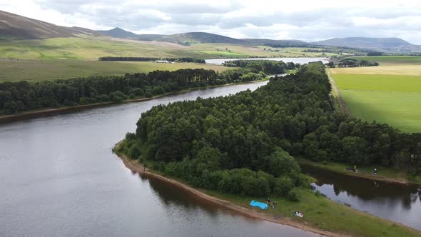 Aerial Harlaw And Threipmuir Reservoir, Balerno, Scotland