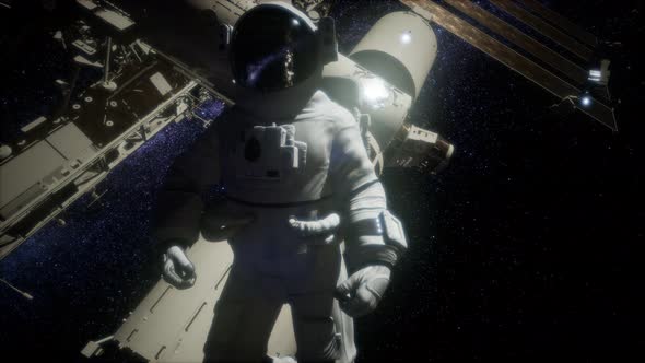 Astronaut Outside the International Space Station on a Spacewalk