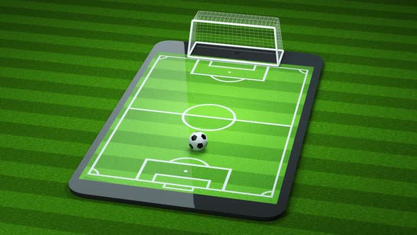 Animation of shooting football on the pad, virtual reality alt