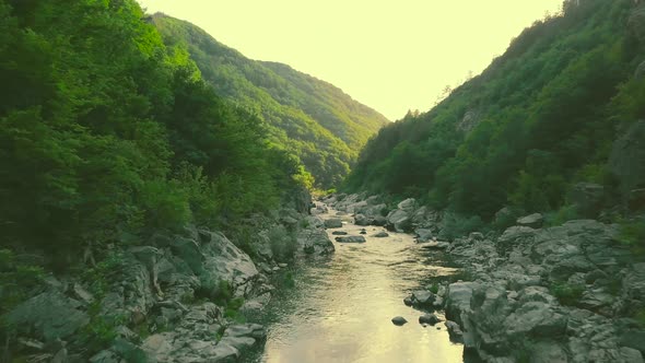 Flying over river