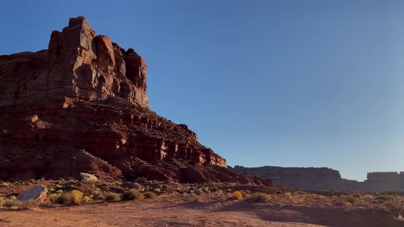 Driving past the rock formations of the Valley of the Gods