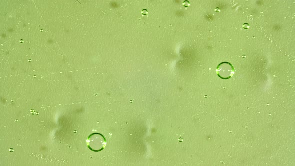 Transparent Green Cosmetic Gel Cream With Molecule Bubbles