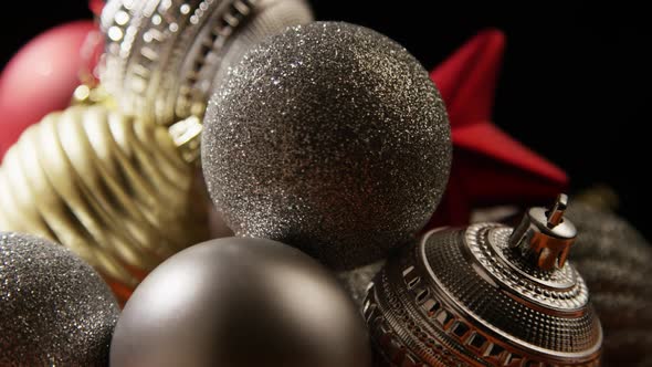 Cinematic, Rotating Shot of Christmas ornaments - CHRISTMAS 001