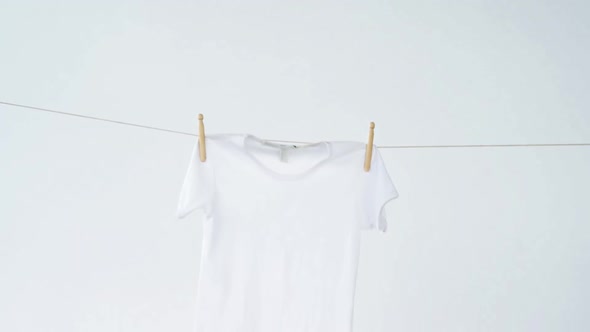 T-shirt drying on clothes line