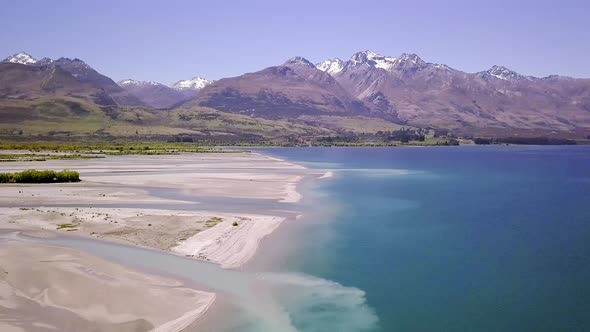 New Zealand river estuary from air