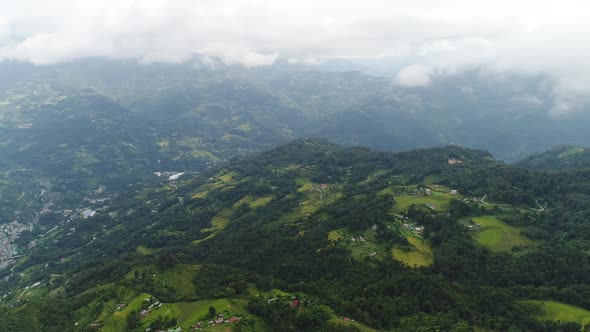 Rumtek Monastery area in Sikkim India seen from the sky