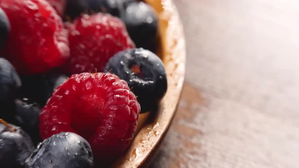 Heap of Blueberries and Raspberries