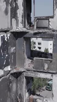 Vertical Video of a House Destroyed By the War in Ukraine