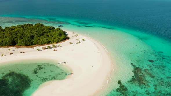 Tropical Island with Sandy Beach. Balabac, Palawan, Philippines