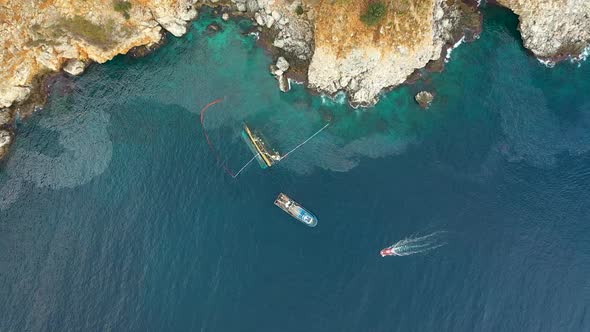 Ship Sank in a Storm Filmed on a Drone