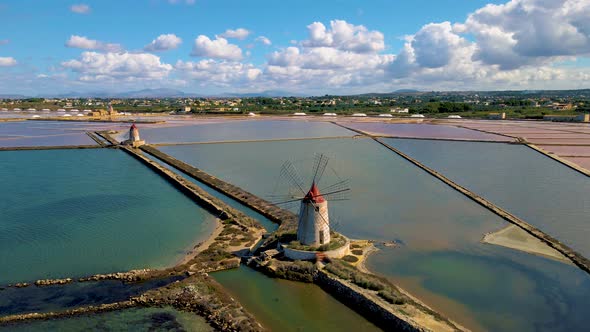 Natural Reserve of the Saline Dello Stagnone Near Marsala and Trapani Sicily