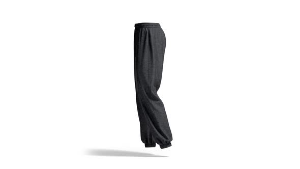 Blank black sport sweatpants mock up, looped rotation