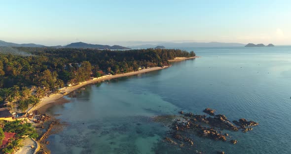 Aerial Tropical Beach Scenery Rocky Chain View