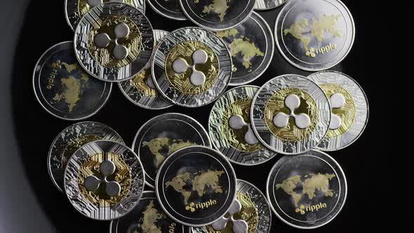 Rotating shot of Bitcoins