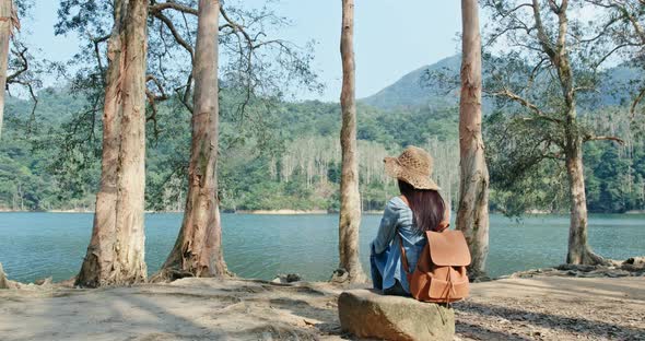 Woman enjoy the view in countryside