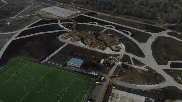 The construction of the park from a height.