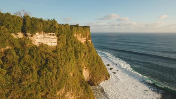 Rocky Coastline on the Island of Bali. Aerial View.