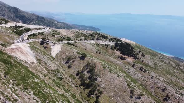 Road in the Mountains on the Llogara Pass in Albania