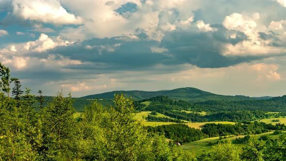 Clouds over Beskid mountains.