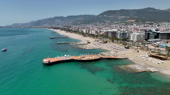 Colorful city Aerial View 4 K Alanya Turkey