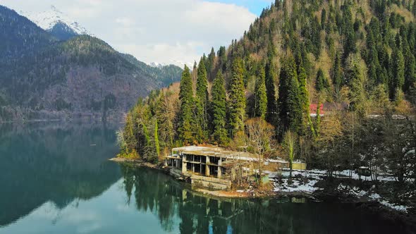 Beautiful Alpine Lake Ritsa Between the Mountains