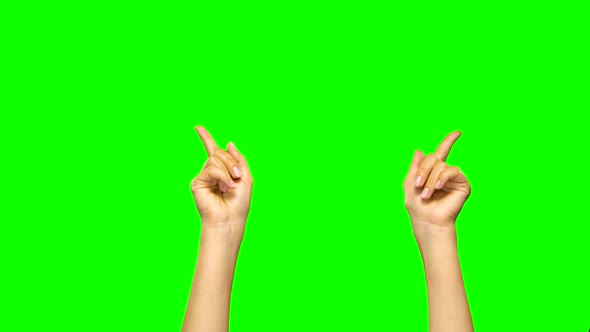 Hands Dancing, Gesticulating Against a Green Screen Background. Close Up