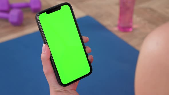 Green Screen Smartphone Close Up Smartphone in Hand Looks Green Isolate Display