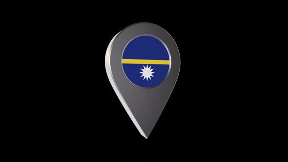 3d Animation Map Navigation Pointer With Nauru Flag With Alpha Channel  - 2K