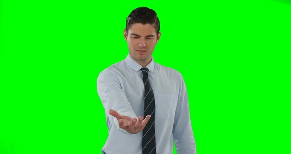 Young businessman gesturing