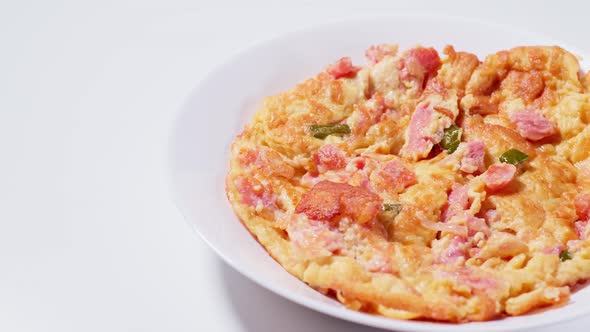 Omelette with fresh pork fermented pork. Asian food daily style.