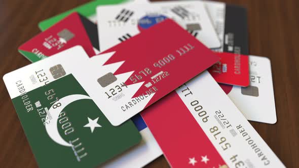 Emphasized Bank Card with Flag of Bahrain