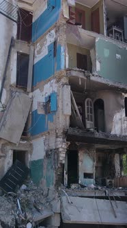 Vertical Video of a Destroyed Building in Borodyanka Ukraine