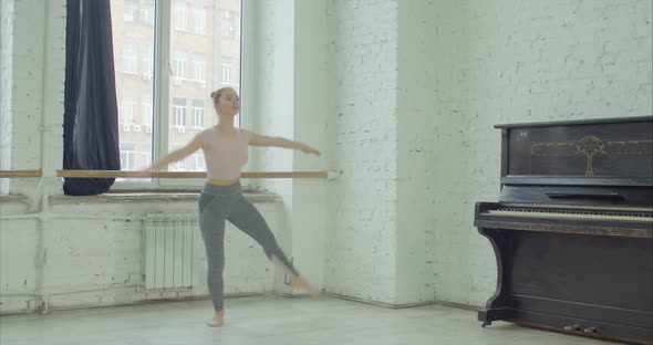 Ballet Dancer Performing Failli Jump Exercise